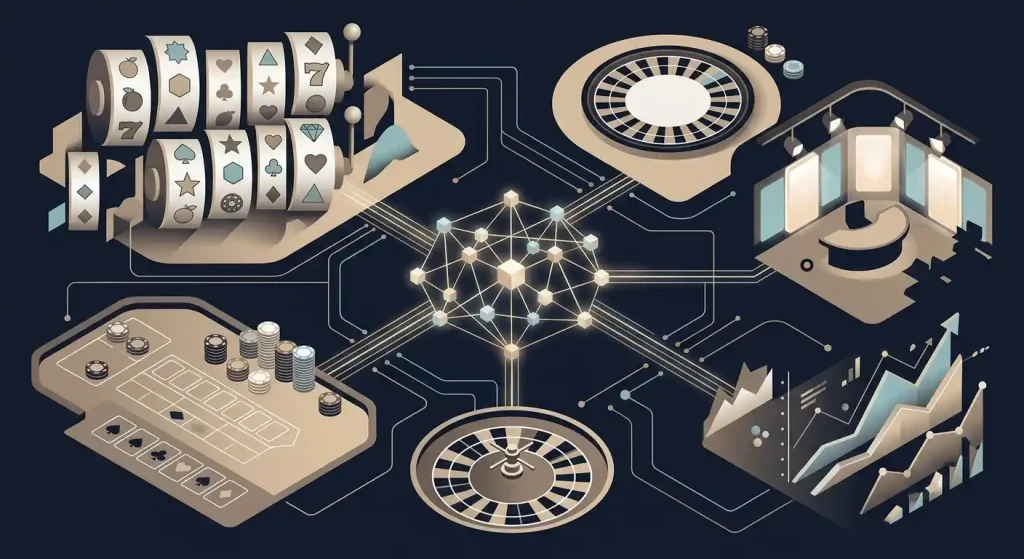 Casino game categories including slots, table games, live casino and provider groups