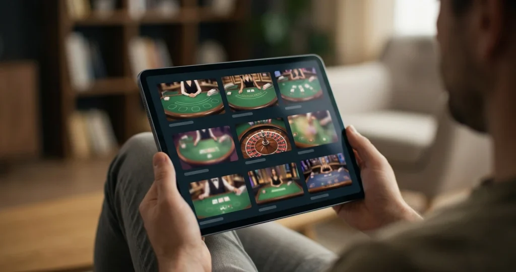 Generic live casino table with streaming and table-selection checks